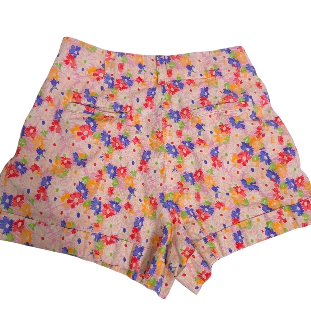 Somethimg Navy Linen Blend Floral Lightweight Shorts Size Medium - Picture 2 of 10